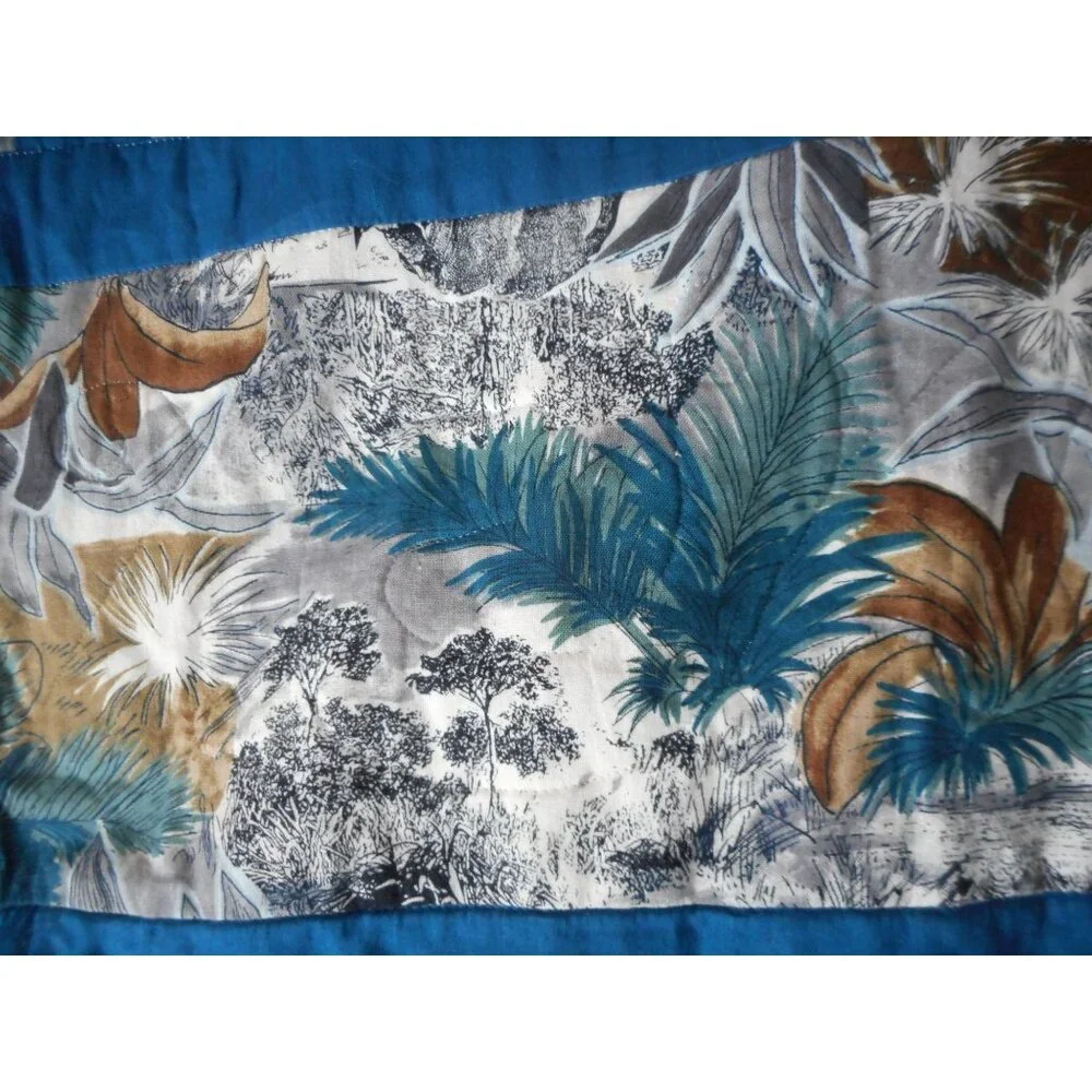 Vintage hand Quilted Wall Hanging Lap Blanket Blue Bayou 1990